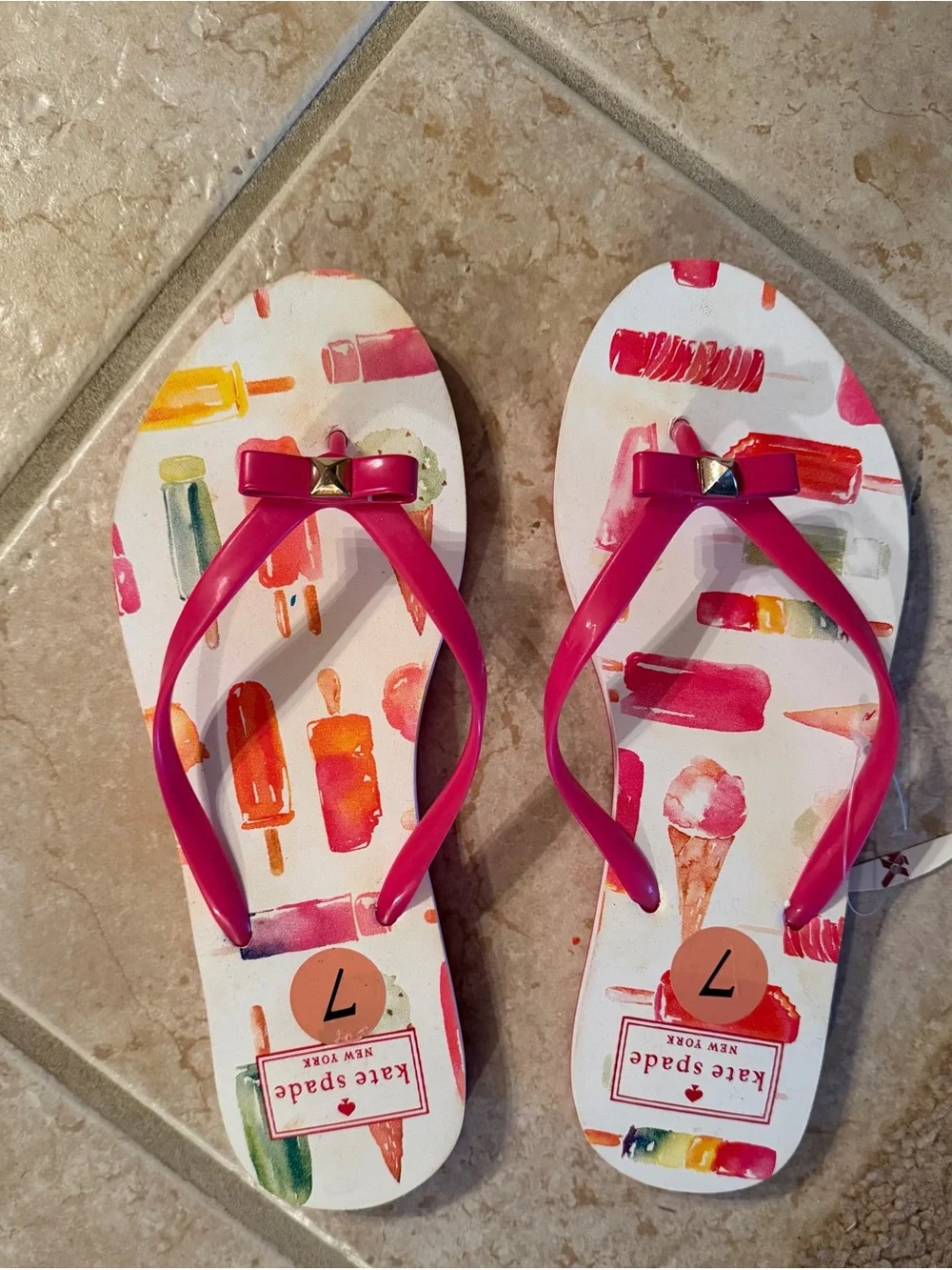 Kate Spade Multicolor Popsicle Print Flip Glops - NWT